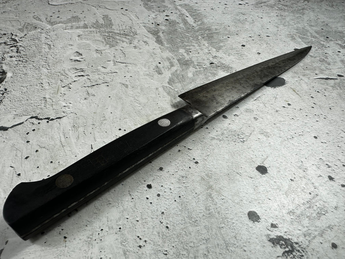 Vintage Masaaki Masateru Petty Knife 150mm Carbon Steel Western Wood Handle 2251