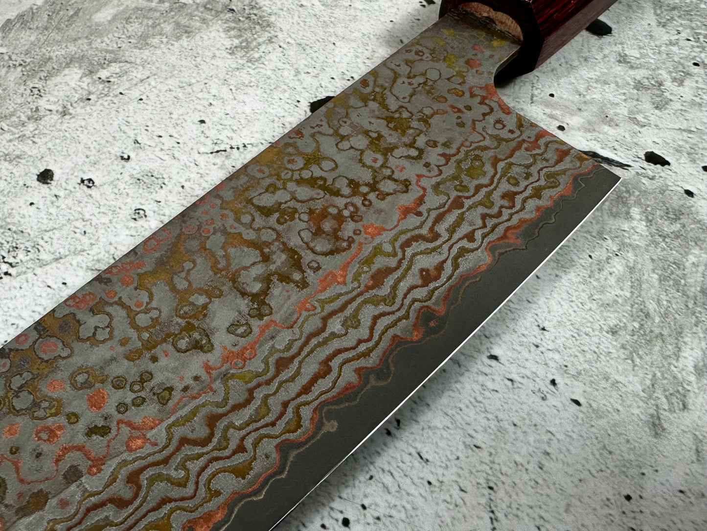 Takeshi Saji VG10-W Nashiji Rainbow Damascus Gyuto 210mm