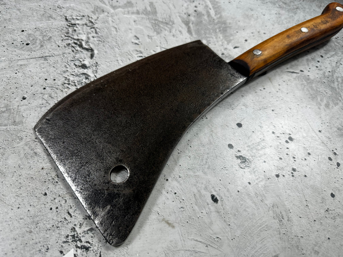 Vintage Heavy Duty Butchers Cleaver Knife 200mm Carbon Steel Timber Handle 2266