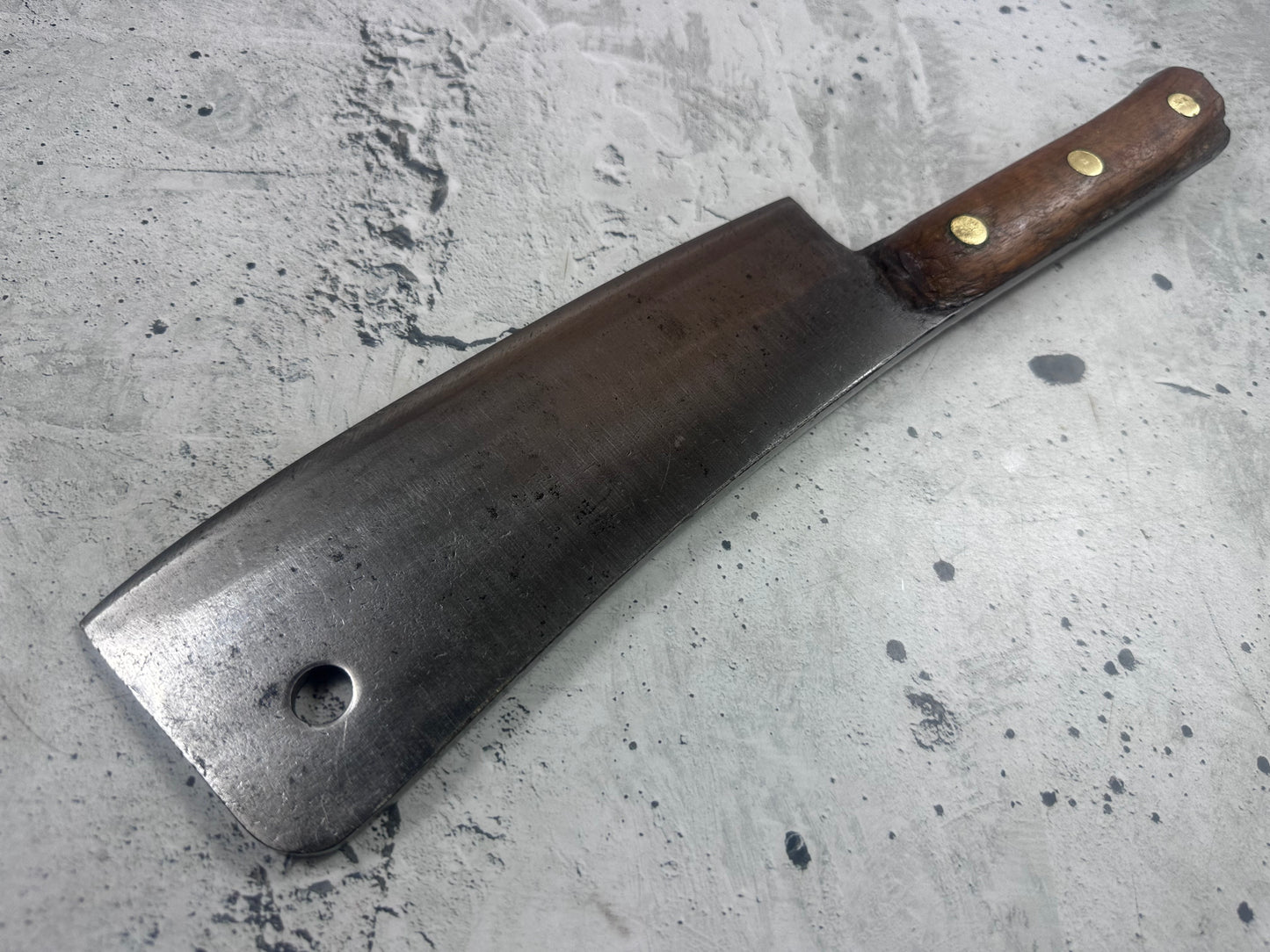Vintage L. & I. J. White Butcher Cleaver Knife 205mm Carbon Steel Made in USA 2104
