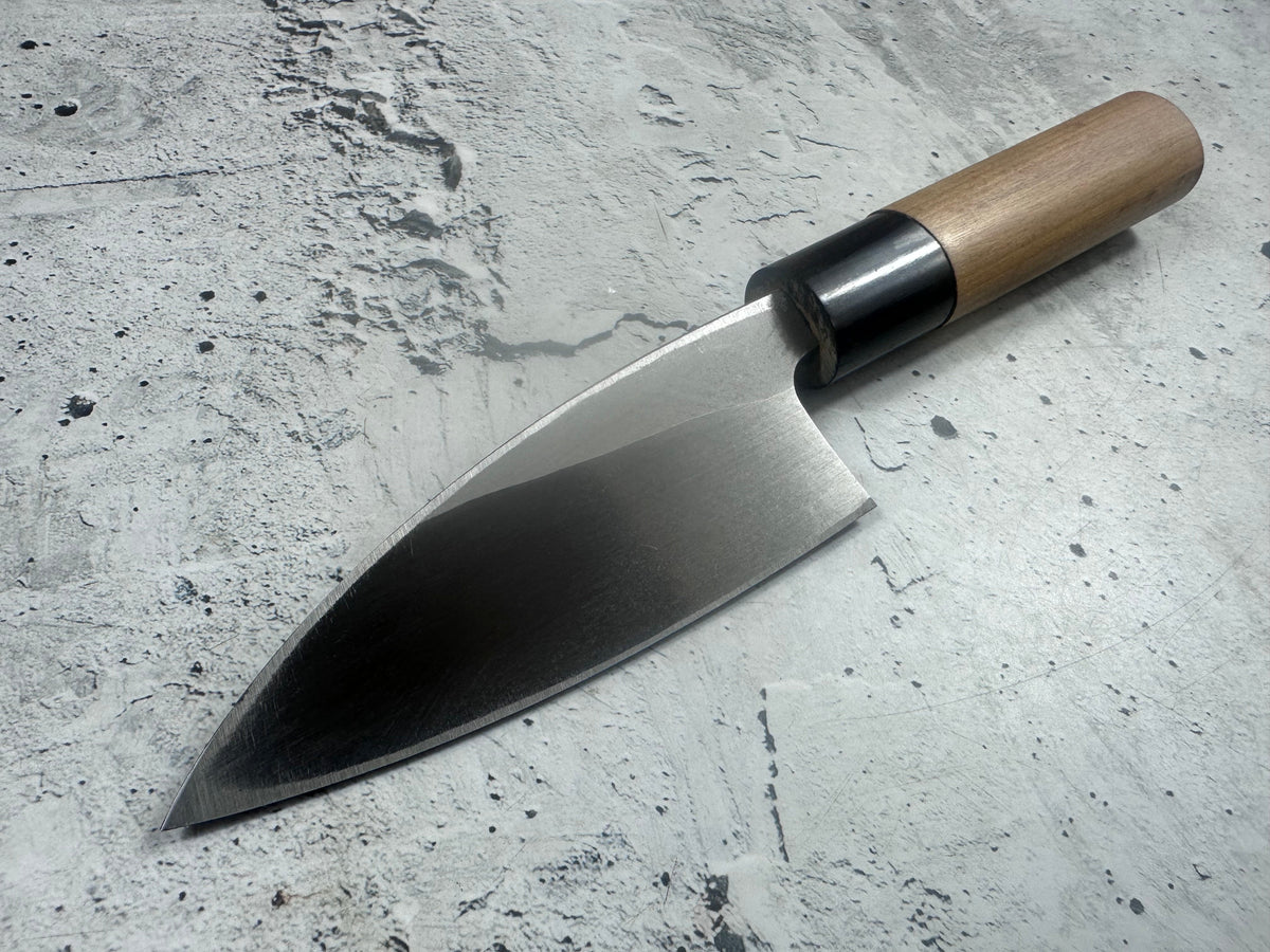 Vintage Matsumura Kurouchi Deba Knife 110mm Carbon Steel Wood Handle 2232