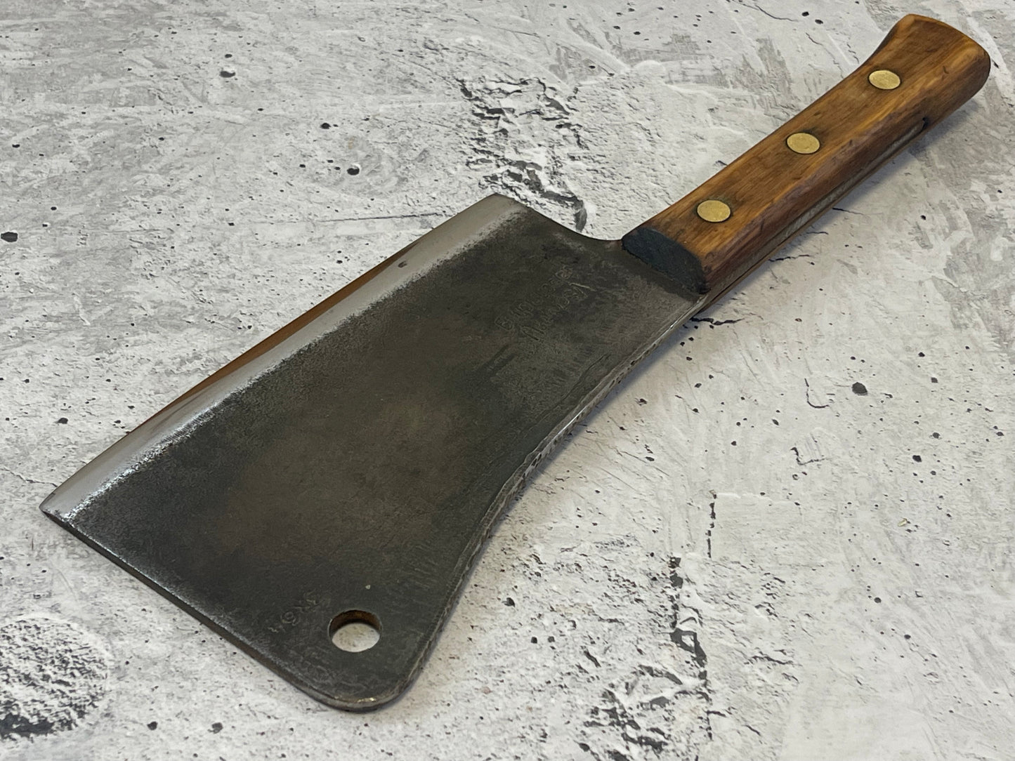 Vintage F. Dick Butcher Cleaver Knife 180mm Carbon Steel Blade Made in Germany 1529
