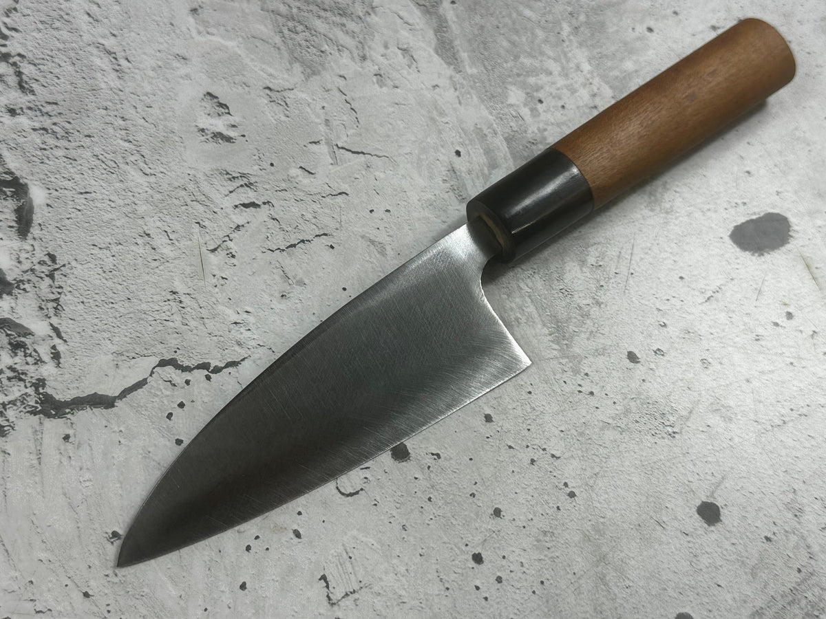 Vintage Kumpei Deba Knife 120mm Carbon Steel Wood Handle Buffalo Horn 2230