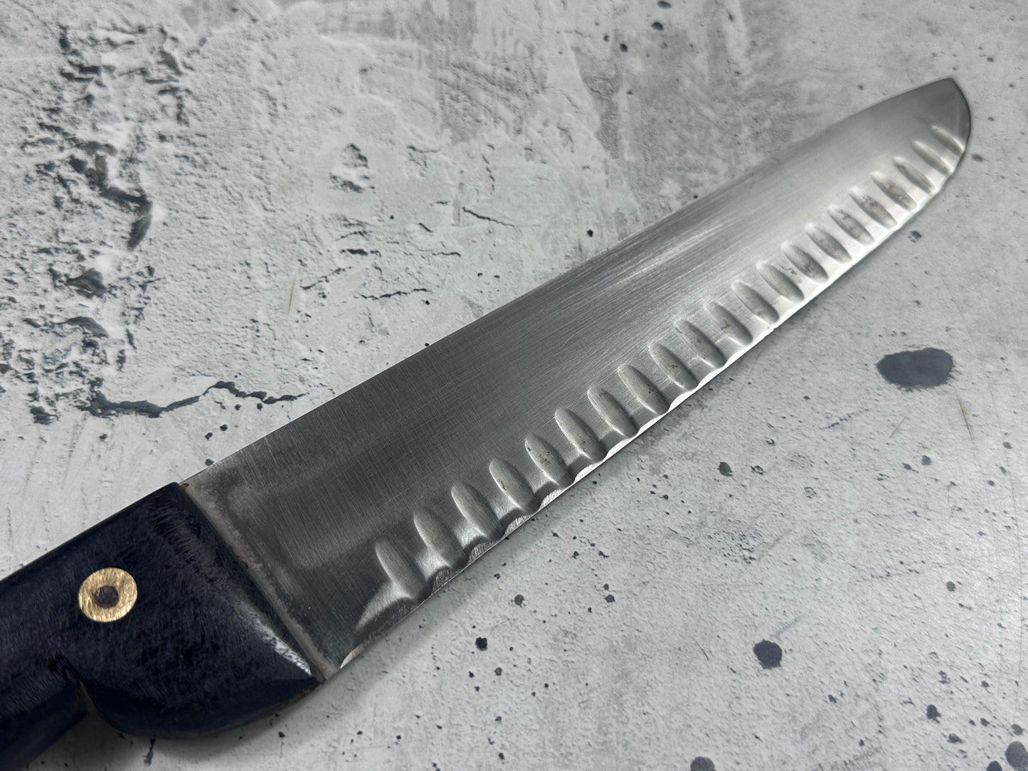Vintage French Scalloped Chef Knife 250mm Stainless Steel 2171
