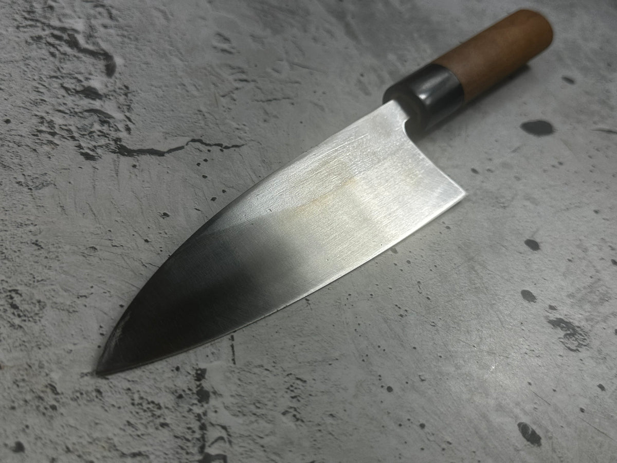Vintage Kumpei Deba Knife 150mm Carbon Steel Wood Handle Buffalo Horn 2227