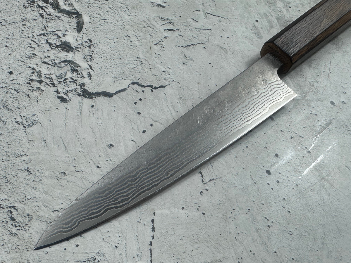Tsunehisa 440c Damascus Nashiji Petty 150mm Oak Handle Made in Japan