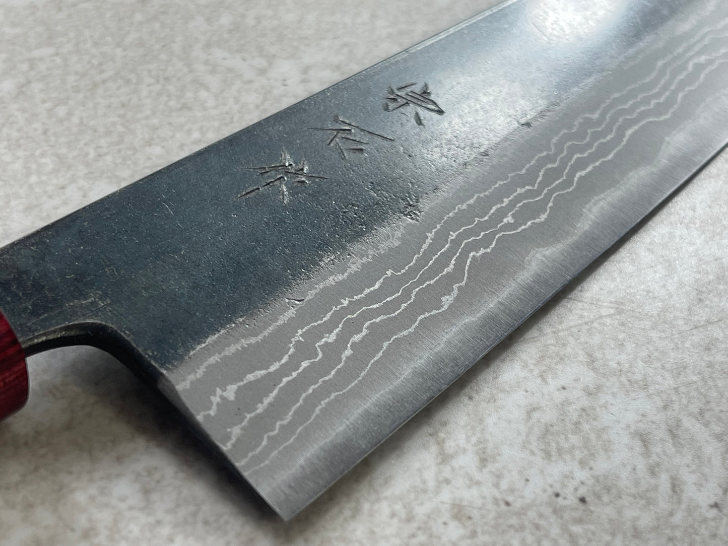 Muneishi Aogami Damascus Kiritsuke 210 mm Kurochi Finish Made in Japan 🇯🇵