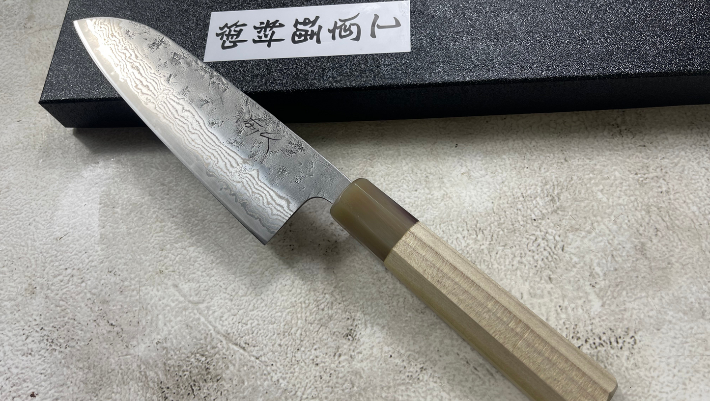 Tsunehisa SW Washiji Santoku Knife 170mm - Made in Japan 🇯🇵 Buffalo Horn Magnolia Handle