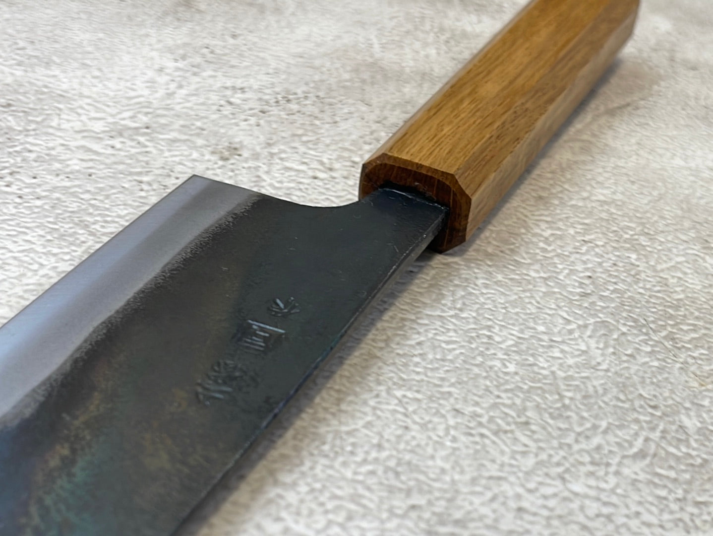 Tsukasa Shiro Kuro 180mm Bunka- Shirogami Steel - Oak Octagnon Handle