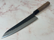 Load image into Gallery viewer, Yoshimune Gyuto Black Stainless 210 mm ) Aogami Super Hammered Finish Double-Bevel Walnut Octagonal Handle