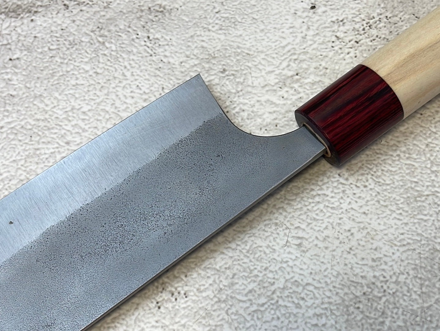 MASAKAGE YUKI Nakiri 165mm Oval Magnolia wood with Red Pakka wood