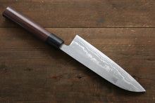 Load image into Gallery viewer, Kanetsune Blue Steel No. 2 Damascus santoku Japanese Knife 165mm Shitan Handle