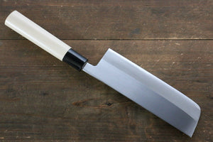 Kanetsune Blue Steel No. 2 Migaki Finished Nakiri Japanese Knife 165mm Magnolia Handle