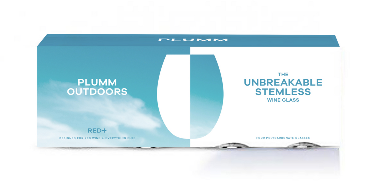 Plumm Outdoors Stemless RED Wine Glass (Four Pack)