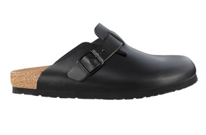 Birkenstock Boston Supergrip Black Smooth Leather Clog Chef Shoes