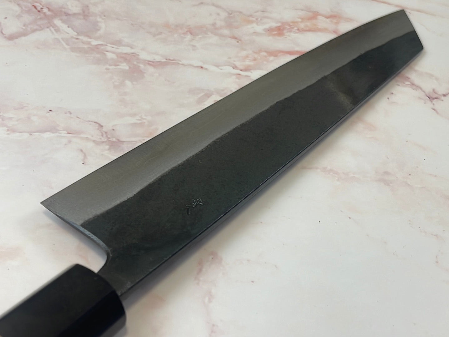 Yoshimune Kiritsuke Kurouchi 240 mm (9.4 in) Aogami (Blue) #2 Damascus (17 layers) Double-Bevel