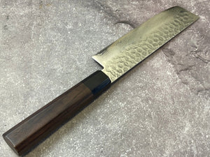 Yoshimune Nakiri Damascus Hammered Finish Knife 160mm (6.1in) Stainless clad AUS10