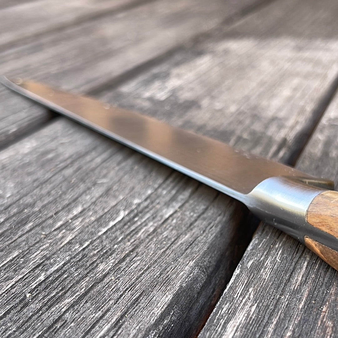 K Sabatier Flexible Slicing Knife 200mm - CARBON STEEL - OLIVE WOOD HANDLE