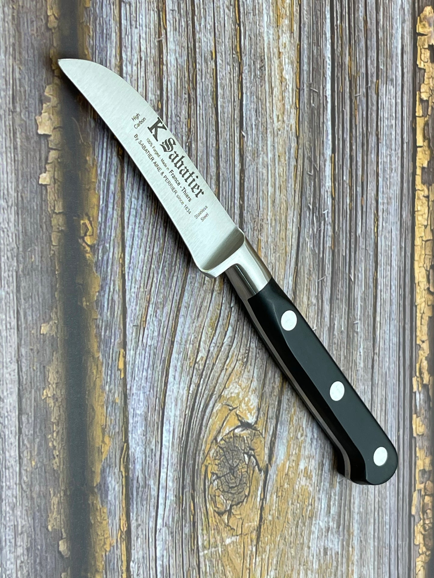 K Sabatier Authentique Curbed Paring Knife 8cm - High Carbon Steel