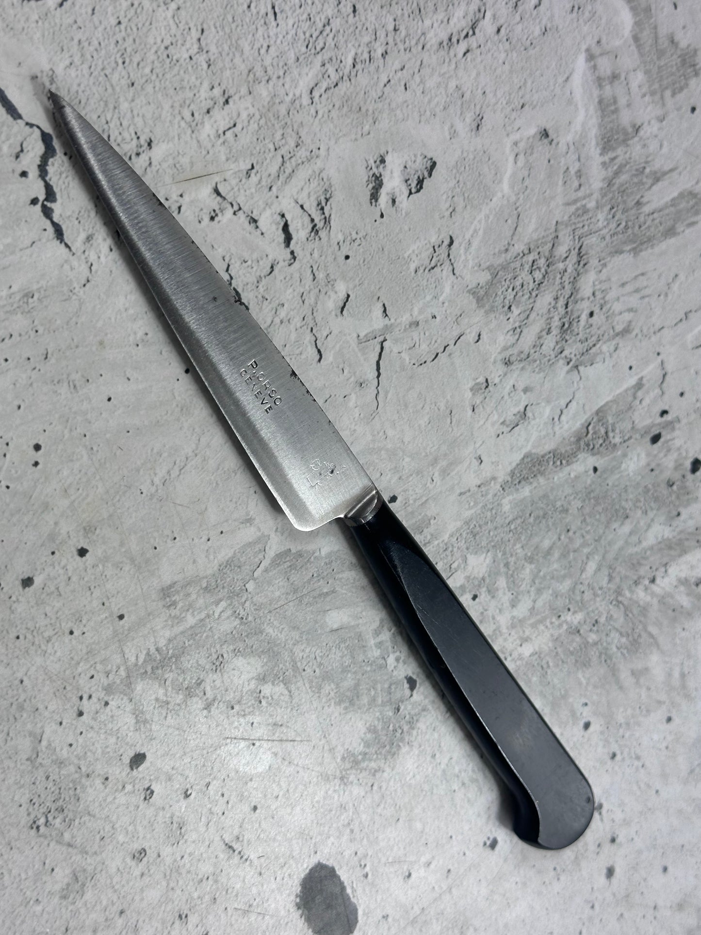 Vintage French Nogent Style Paring Knife 90mm Inox Steel POM Handle 2203
