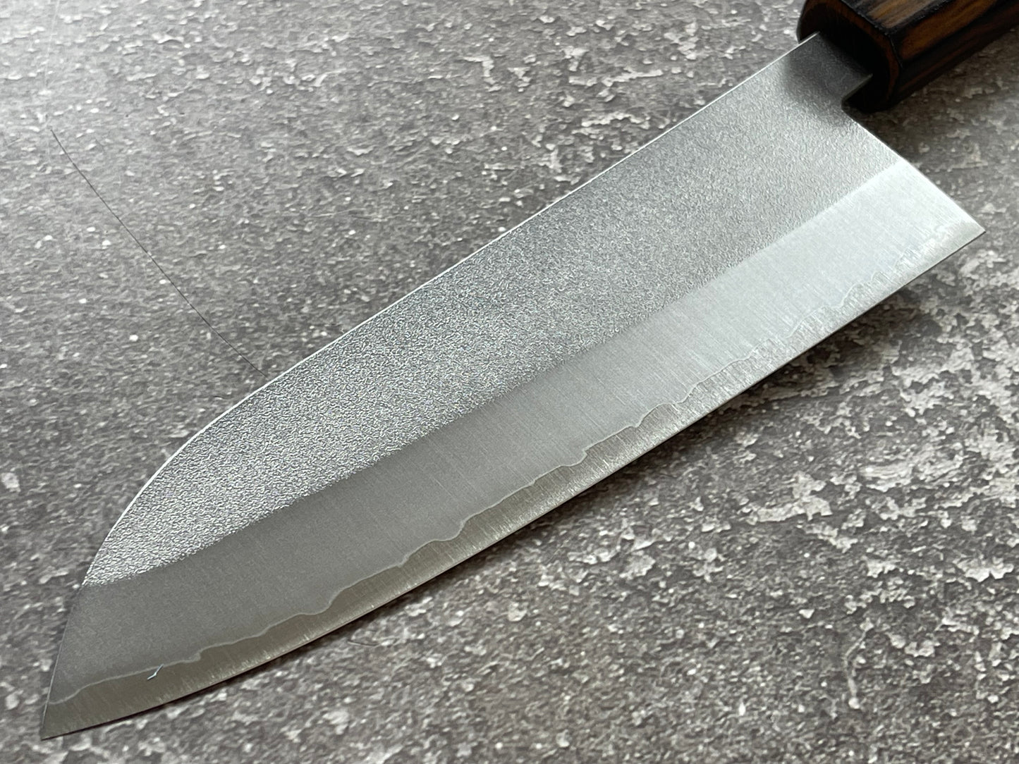 Masutani Kokuryu Nashiji Santoku 170mm  VG1 Steel Oak Handle