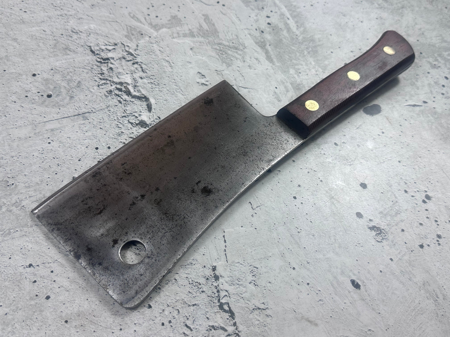 Vintage Dexter Butcher Cleaver Knife 180mm High Carbon Steel Made in USA 2106