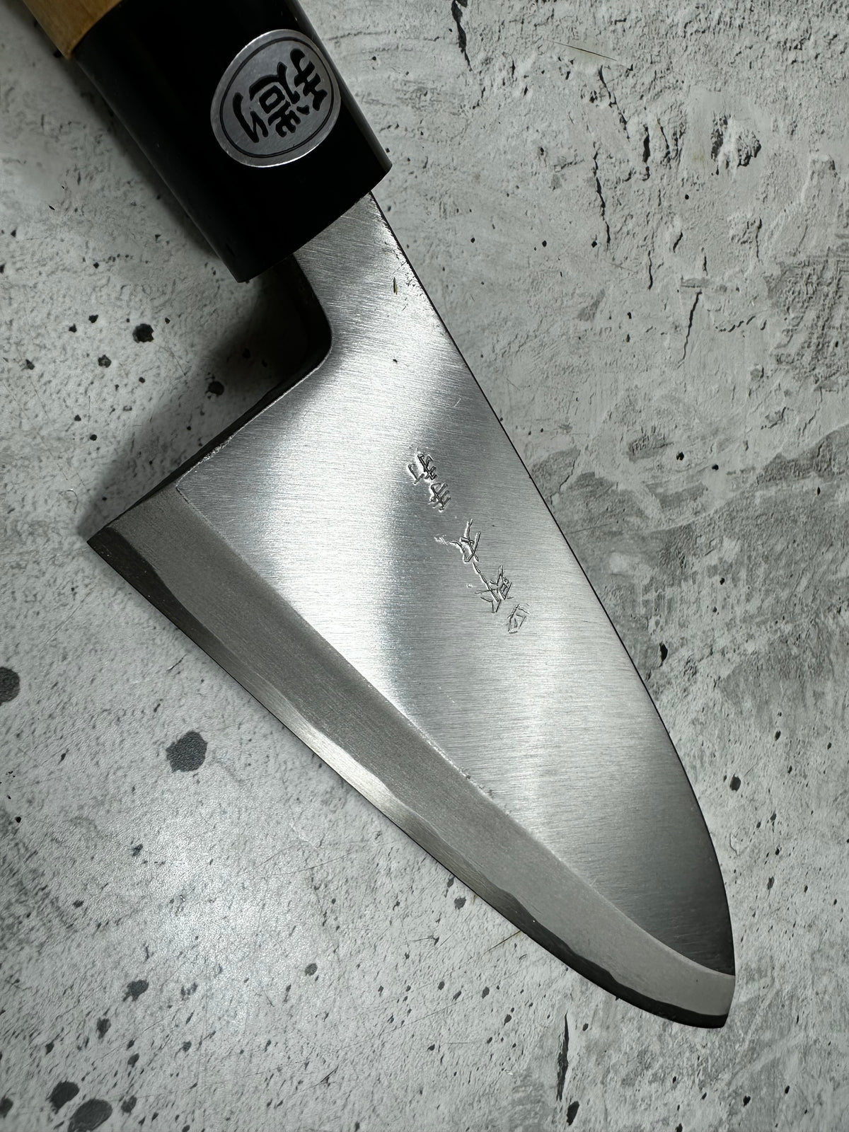 Vintage Shiromaru Deba Knife 195mm Yasugi Carbon Steel Magnolia Handle 2284