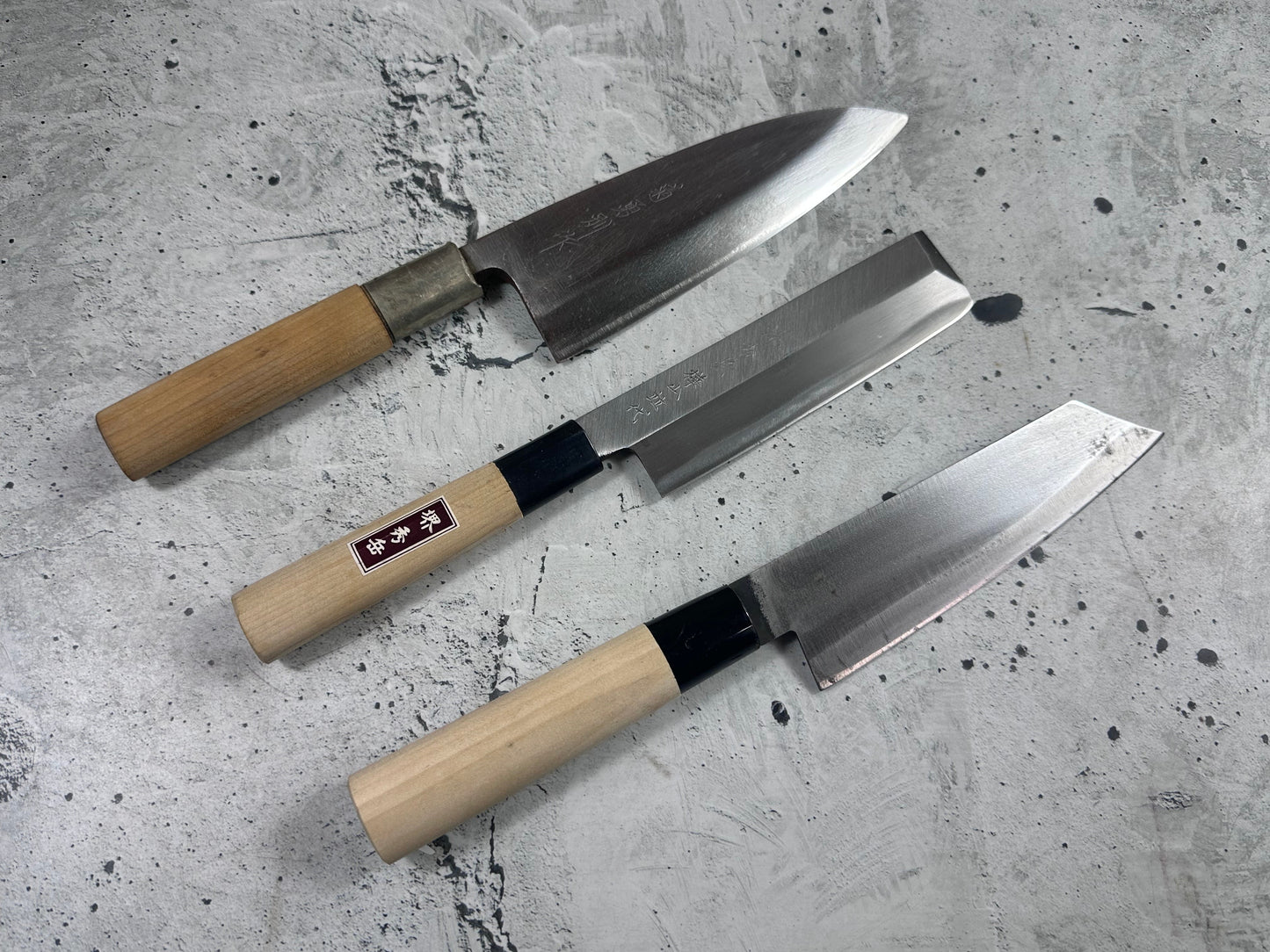 Vintage Japanese Knife Set 3x Carbon Steel Japan 2008