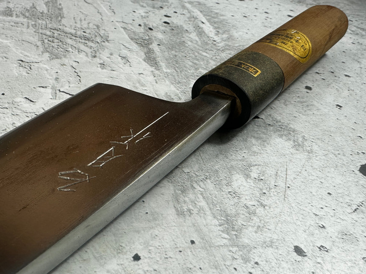 Vintage Kumpei Deba Knife 150mm Carbon Steel Wood Handle Buffalo Horn 2227