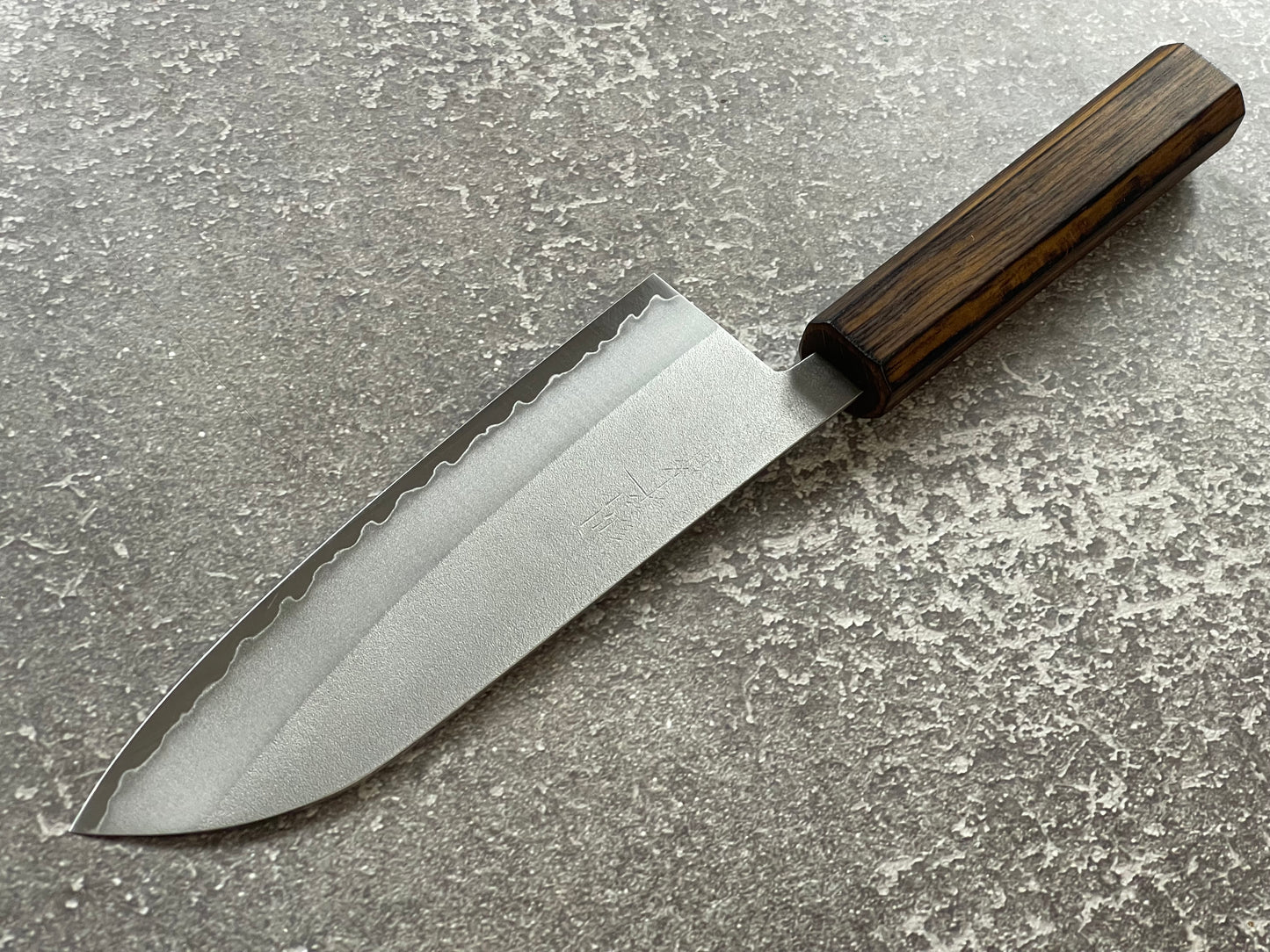 Masutani Kokuryu Nashiji Santoku 170mm  VG1 Steel Oak Handle