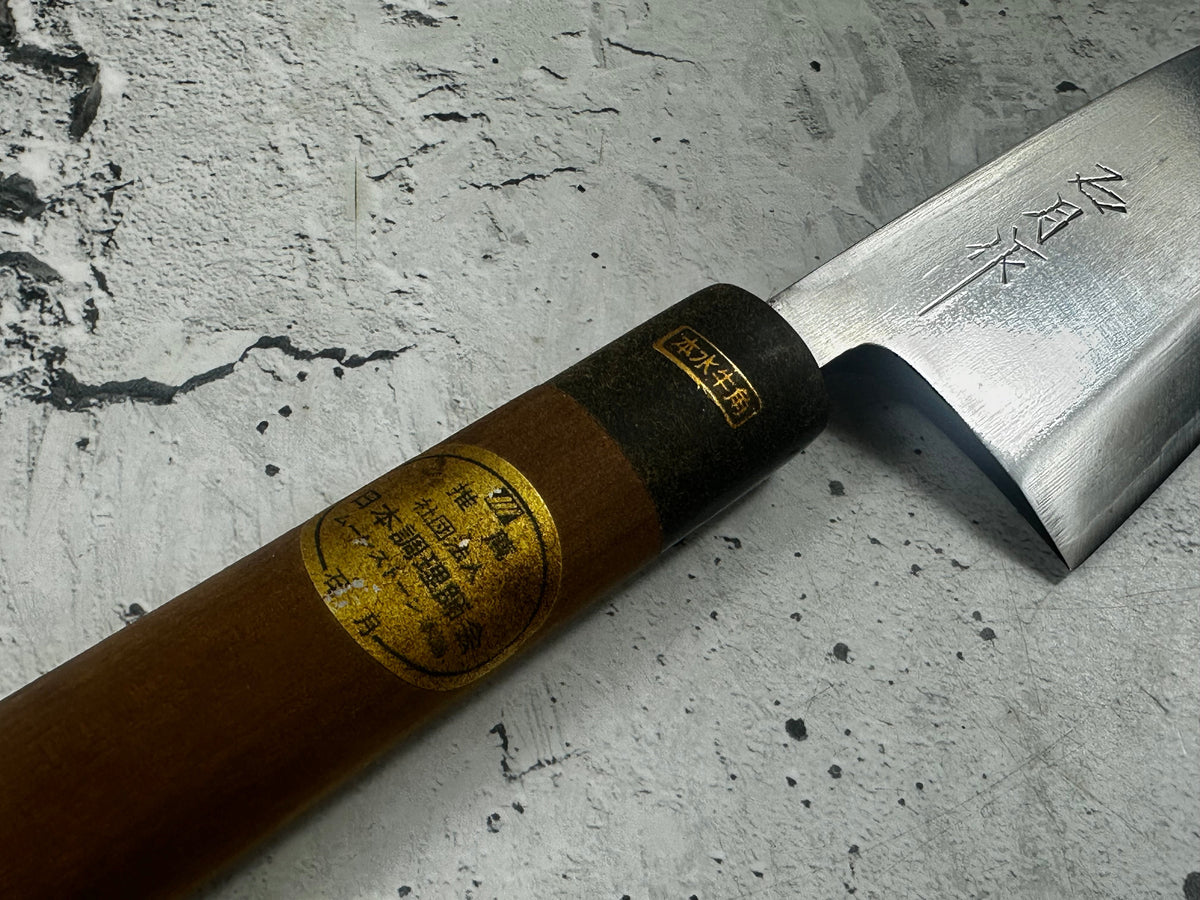 Vintage Kumpei Deba Knife 150mm Carbon Steel Wood Handle Buffalo Horn 2227