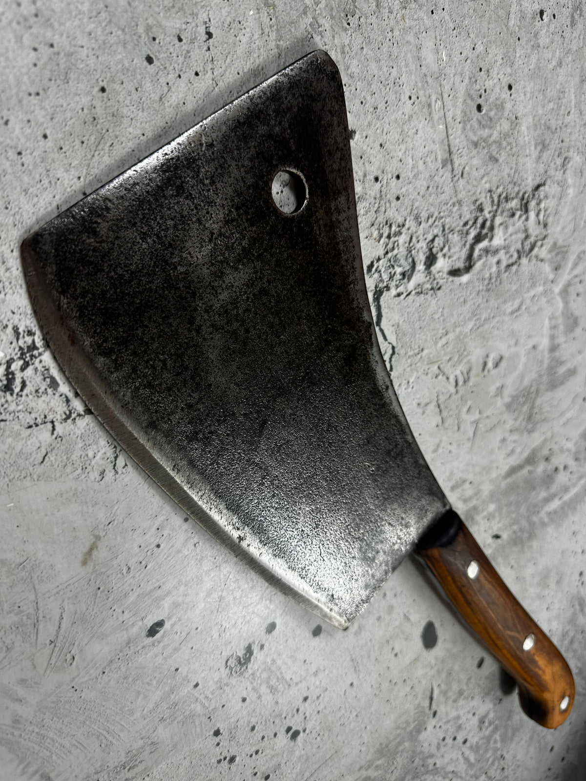 Vintage Heavy Duty Butchers Cleaver Knife 200mm Carbon Steel Timber Handle 2266