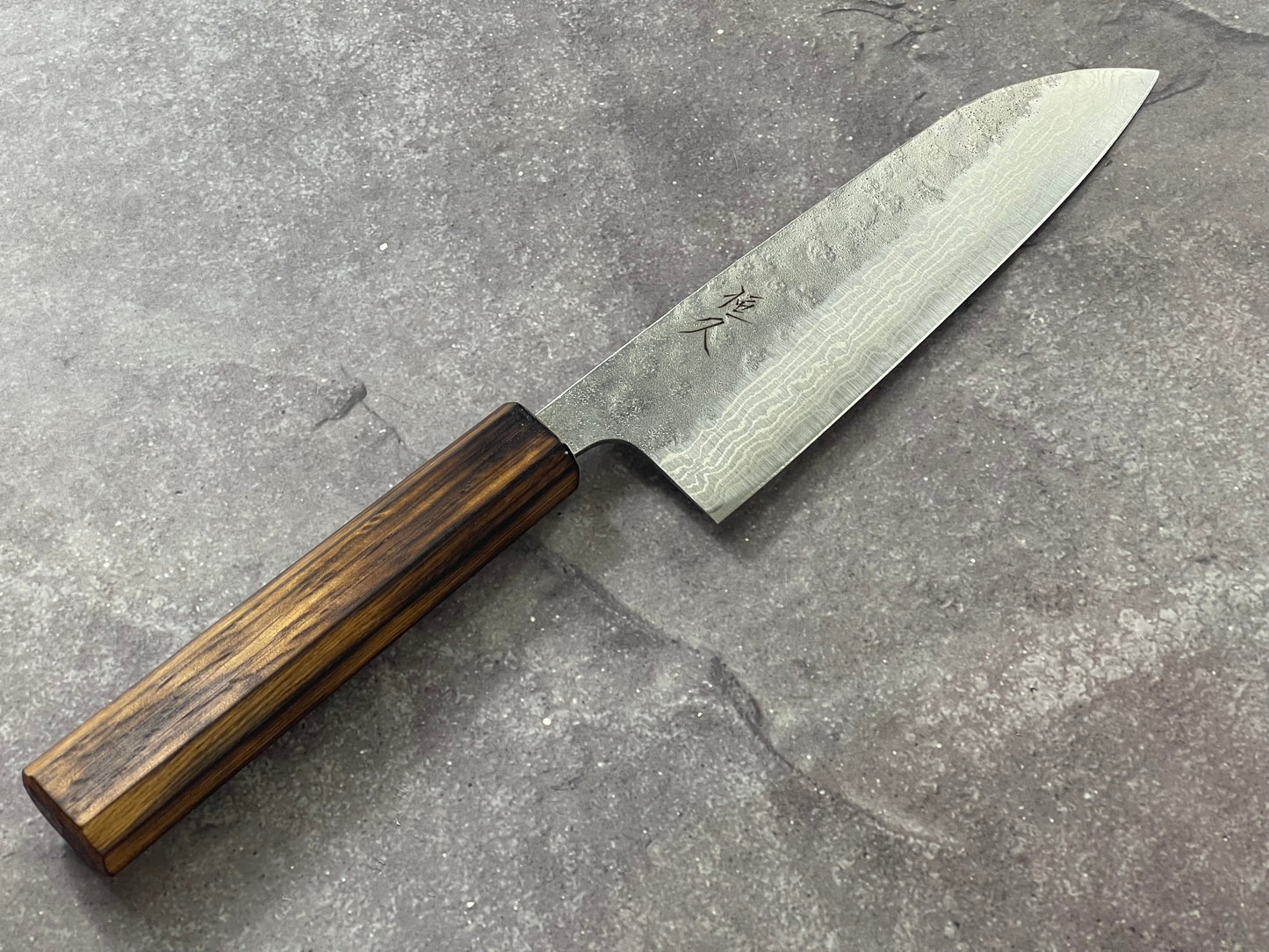 Tsunehisa 440c Damascus Nashiji Santoku 170mm Oak Handle Made in Japan 🇯🇵