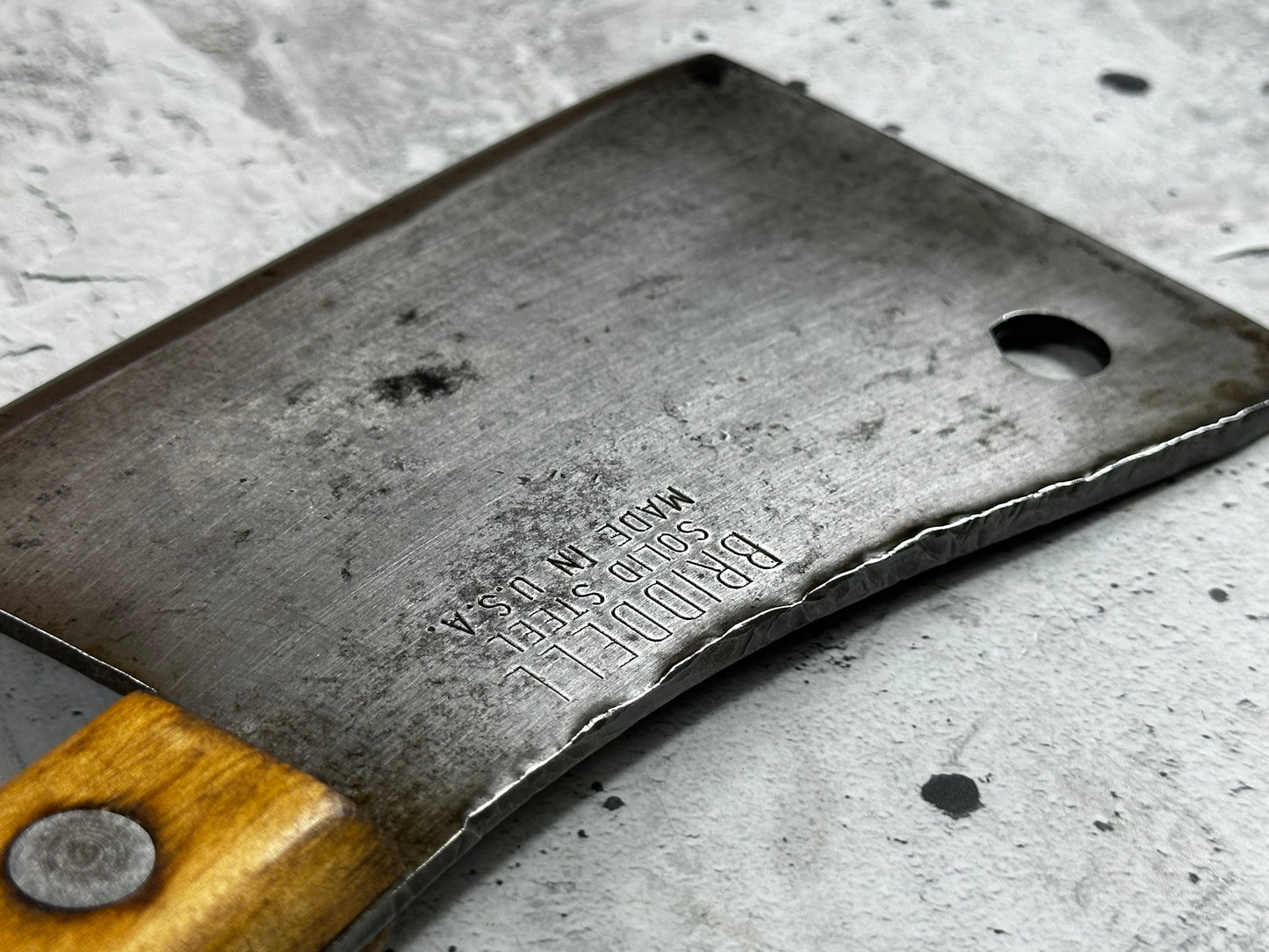 Vintage Bridell Cleaver Knife 155mm  Carbon Steel Blade Made in USA 🇺🇸 1999