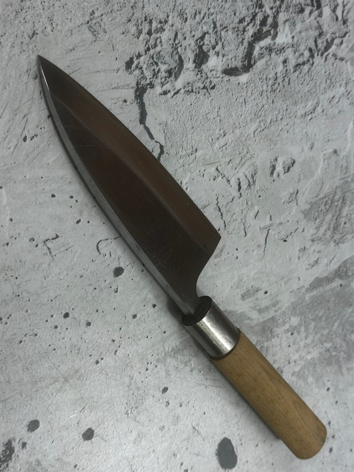 Vintage Unbranded Deba Knife 120mm Carbon Steel Wood Handle 2233