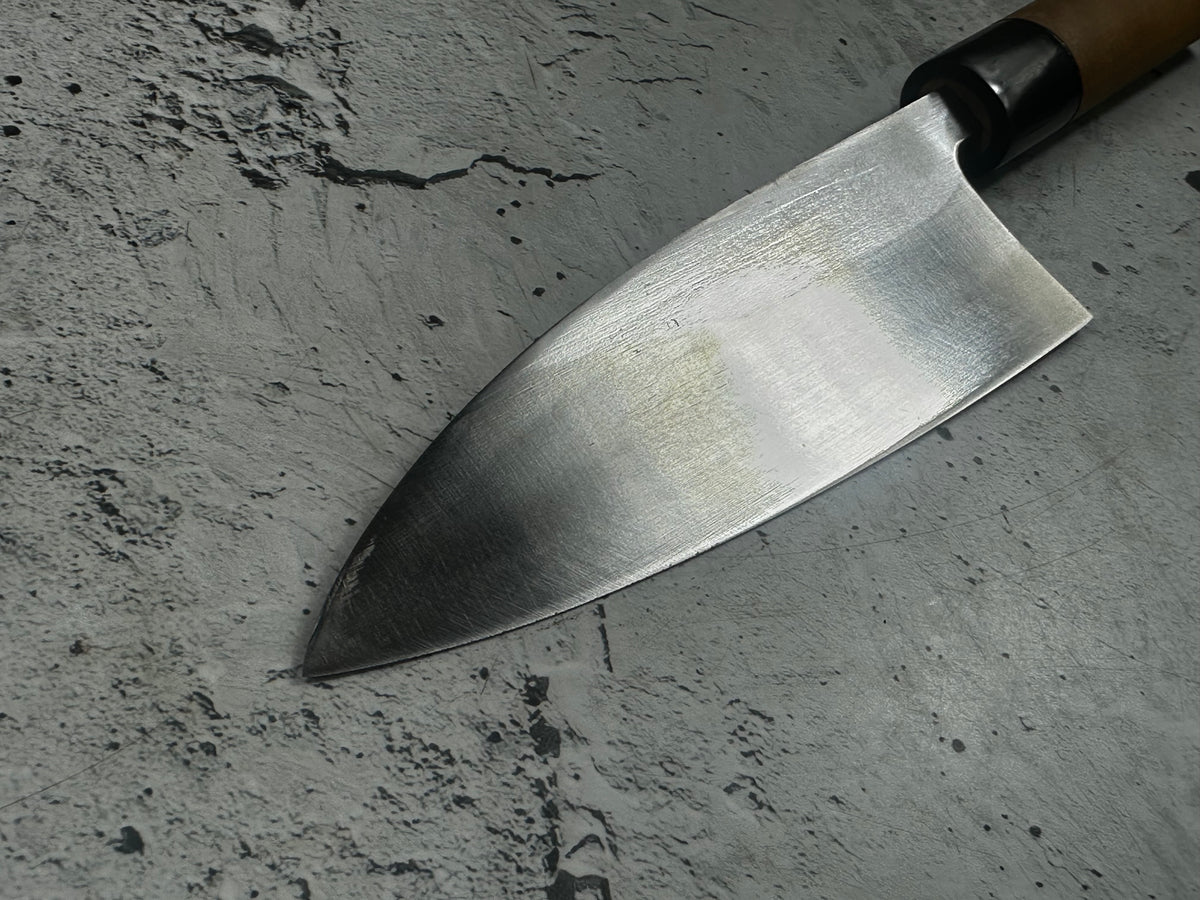 Vintage Kumpei Deba Knife 150mm Carbon Steel Wood Handle Buffalo Horn 2227