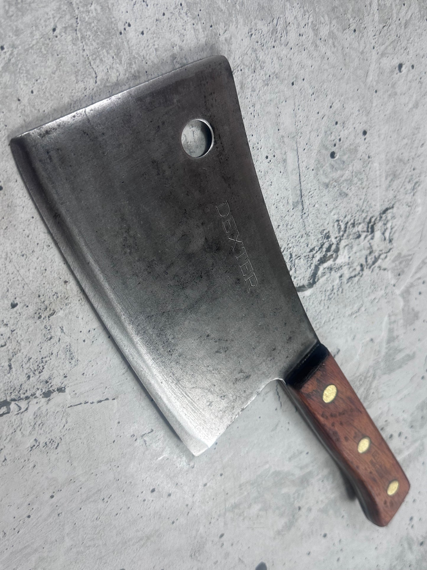 Vintage Dexter Butcher Cleaver Knife 180mm High Carbon Steel Made in USA 2105