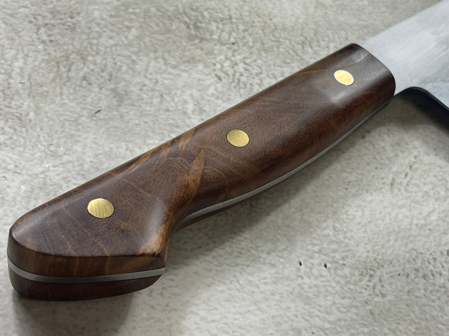 Kanefusa Full Tang Gyuto 230mm Teakwood Burl Set Brass Pins & Sheath
