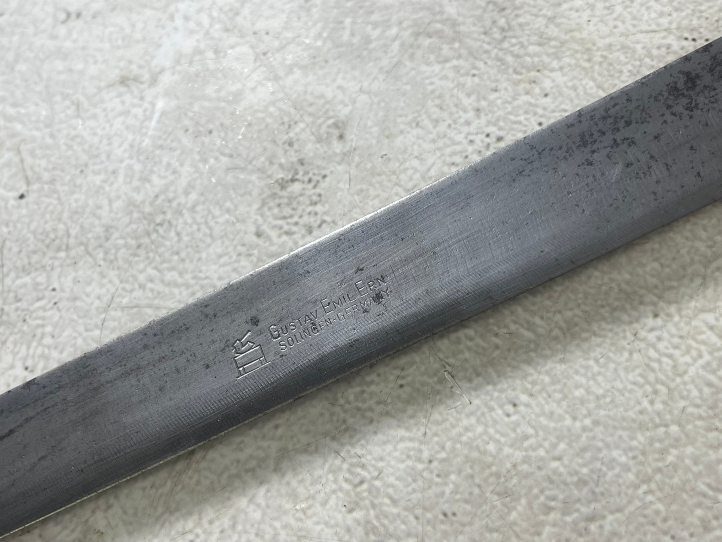 Vintage Gustav Emil Ern Flexible Brisket Knife 360mm Carbon Steel Made in Germany 🇩🇪 1910