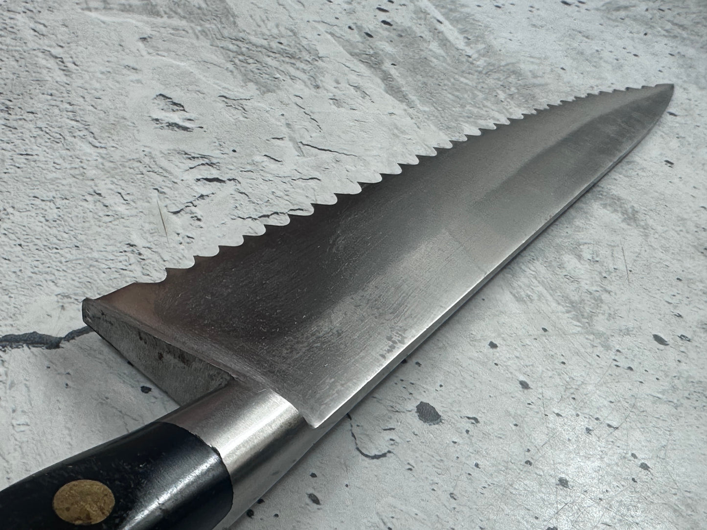Vintage French Serrated Frozen Food Knife 250mm Inox Steel POM Handle 2194