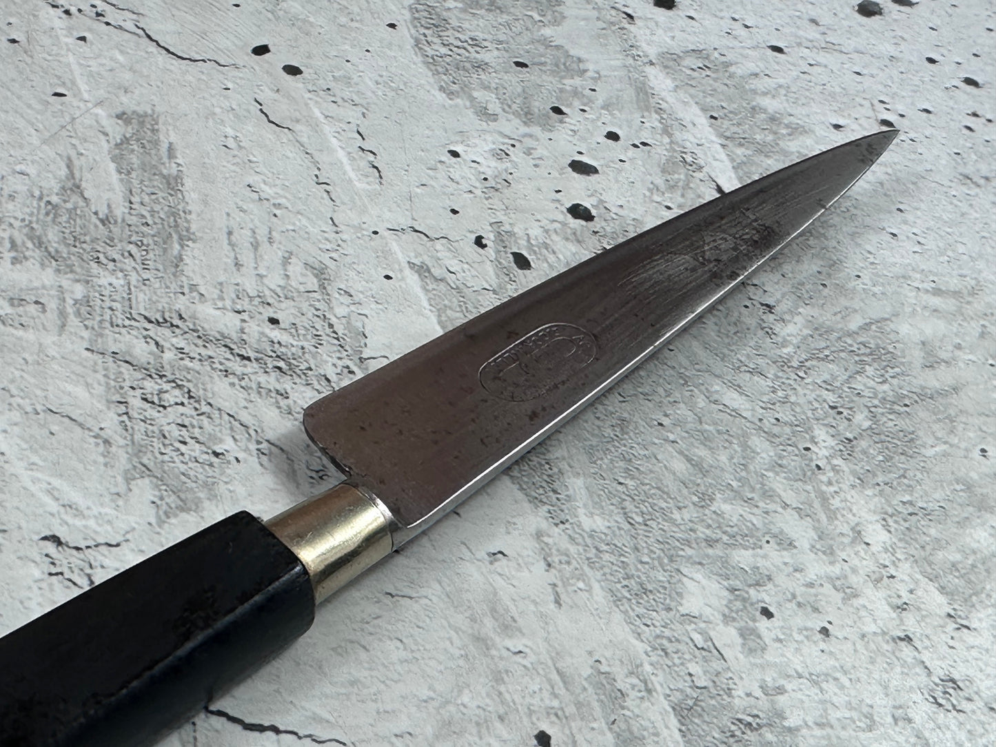 Vintage French Nogent Style Paring Knife 110mm Inox Steel POM Handle 2195