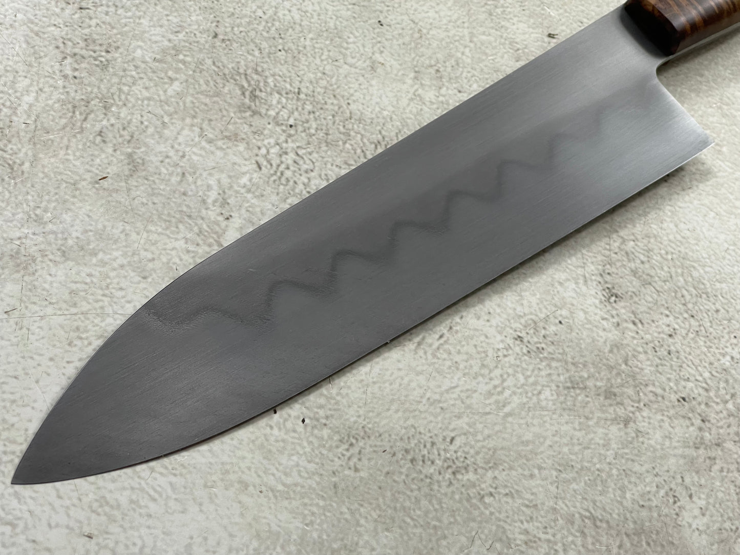 Kanefusa Full Tang Gyuto 230mm Teakwood Burl Set Brass Pins & Sheath