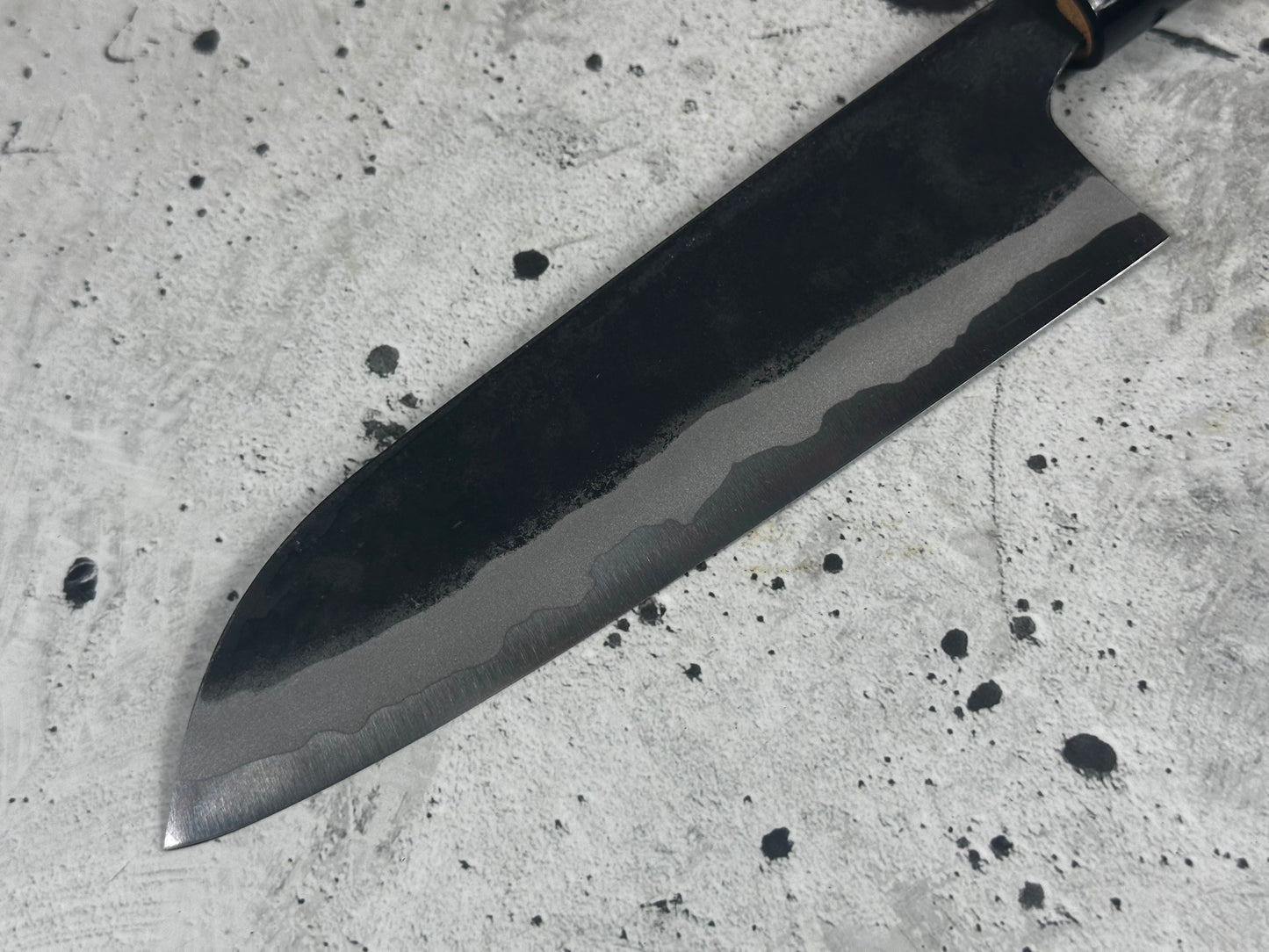 Kyohei Shindo Warikomi Blue #2 Kurouchi 165mm Santoku with Keyaki Wa Handle and Plastic Ferrule - Made in Japan 🇯🇵