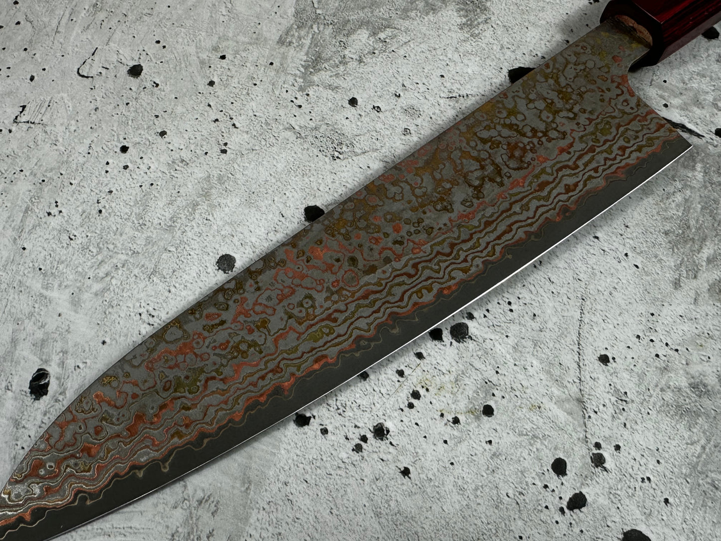 Takeshi Saji VG10-W Nashiji Rainbow Damascus Gyuto 210mm