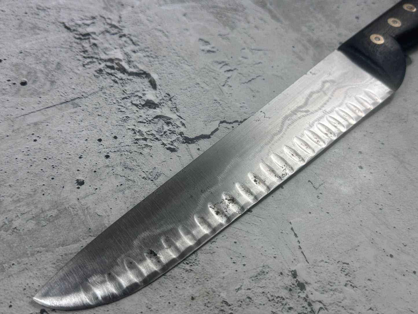 Vintage French Scalloped Chef Knife 250mm Stainless Steel 2171