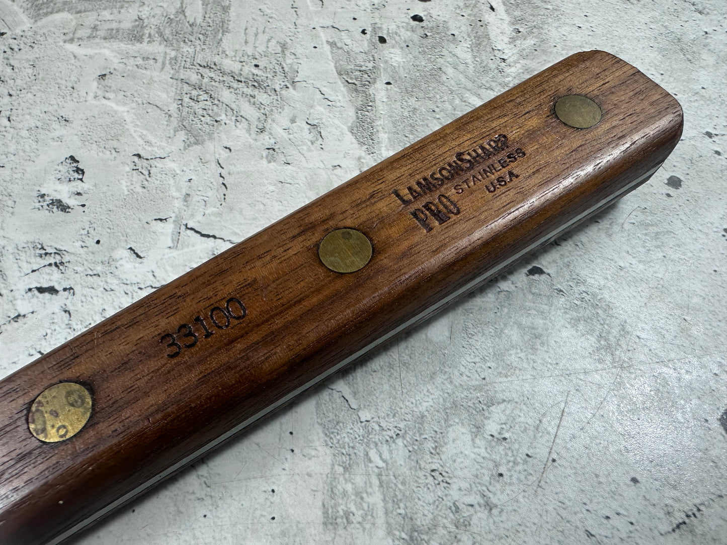 Vintage LamsonSharp Pro Butcher Cleaver Knife 180mm High Carbon Steel Made in USA 2118