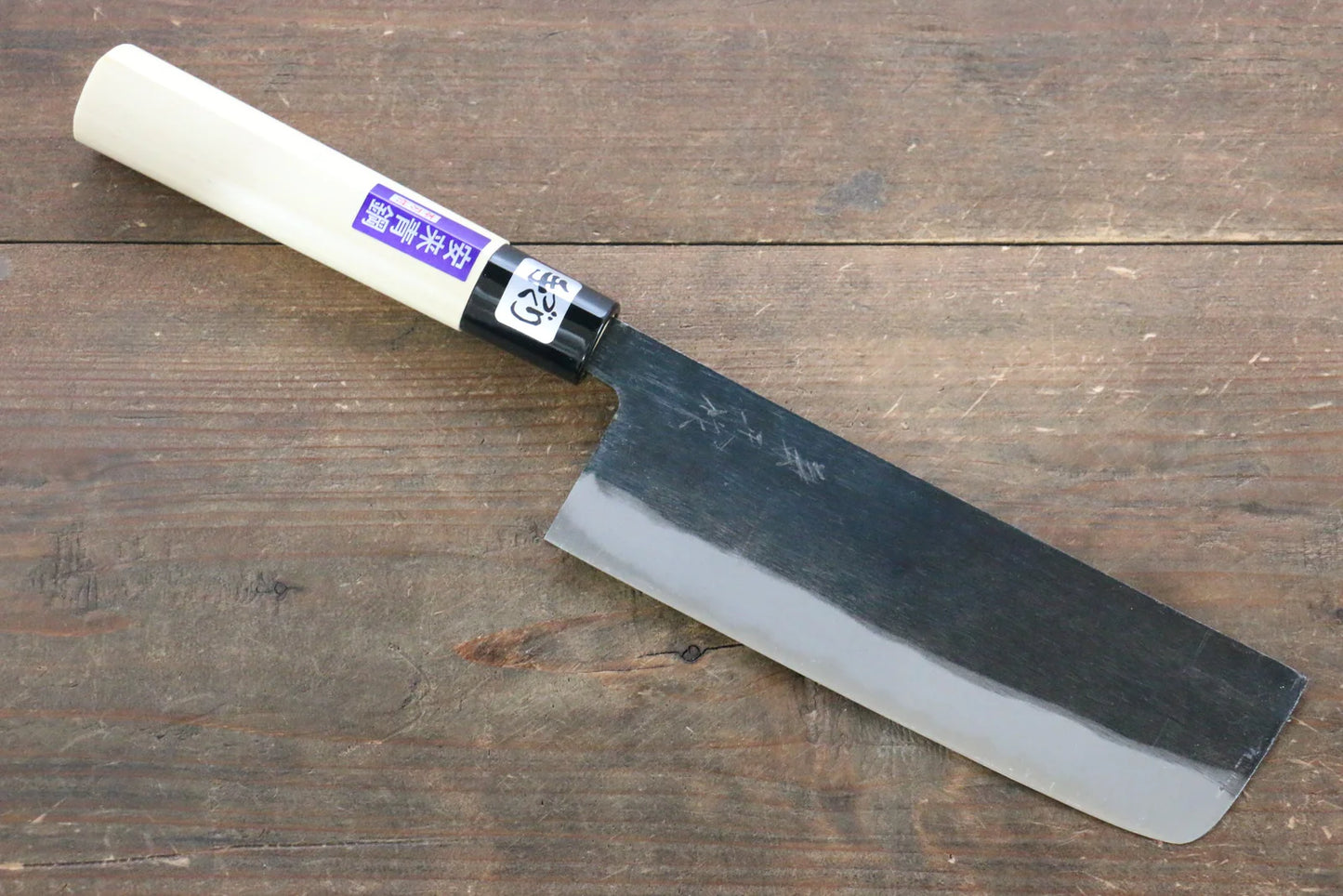 Kanetsune Blue Steel No.2 Kurouchi Nakiri 165mm - Magnolia Handle
