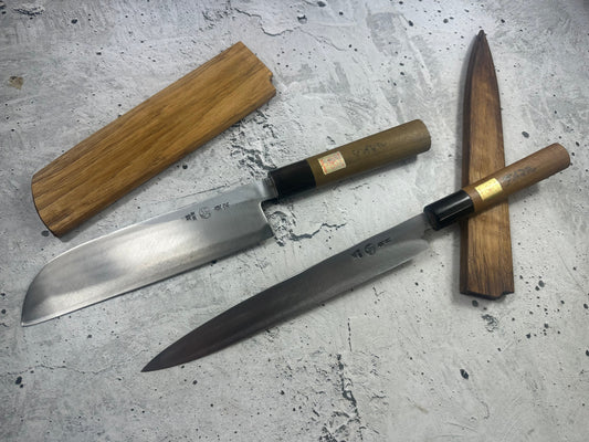 Vintage Sakai Sadamune Yanagiba & Usuba Knife Set 2343