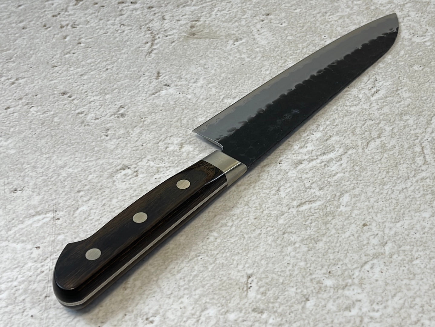 Tsunehisa Aogami Super Kuro Tsutime Santoku Knife 180mm - Made in Japan 🇯🇵 Brown Pakka Wood Handle