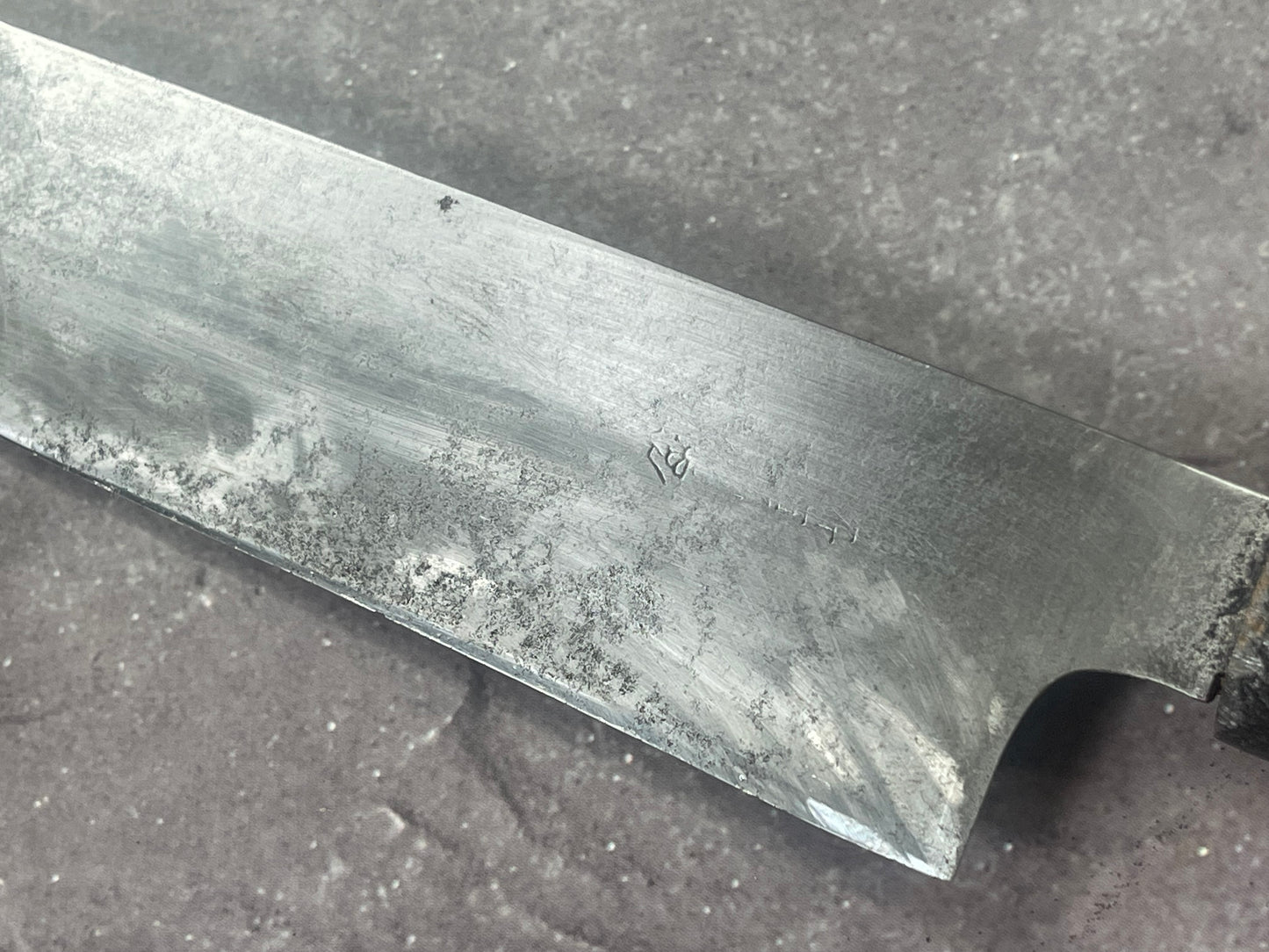 Vintage Santoku  Knife 220mm Carbon Steel Blade Made Japan  1677